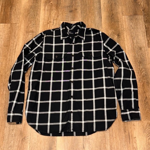 GAP Other - Gap Mens XL Black White Windowpane Plaid Cotton Long Sleeve Button Down Shirt
